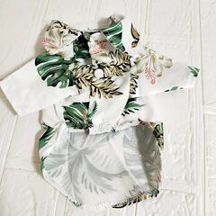 ８【新品】Sサイズ シースルーお花柄刺繍ワンピ＋アロハ白＋クークチュール保冷スカーフ（サックス）セットの画像