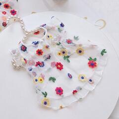 ８【新品】Sサイズ シースルーお花柄刺繍ワンピ＋アロハ白＋クークチュール保冷スカーフ（サックス）セットの画像