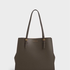 CHARLES&KEITH  クラシックダブルハンドルトートバッグDarkMossの画像