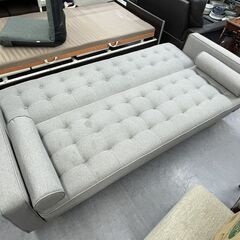 ニトリ ソファベッド 幅204×奥行92×高さ82cm クッション付き 布張り グレー ファブリック 灰色 札幌市手稲区の画像