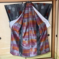 着物　紬　アンサンブル　羽織　単衣　しつけ糸付き　未使用品の画像