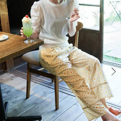アデリアレトロ×ROPE' PICNIC/レトロ柄パンツ 黄色 38サイズの画像