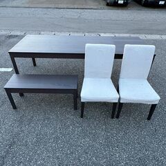 【IKEA】 イケア EKEDALEN エーケダーレン ダイニングテーブル 伸長式テーブル チェア2脚 A0166の画像