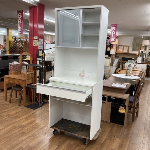 ジモティー限定価格！S143 ⭐ 高橋木工 キッチンボード 食器棚 スリムタイプ 幅80cm USED 綺麗