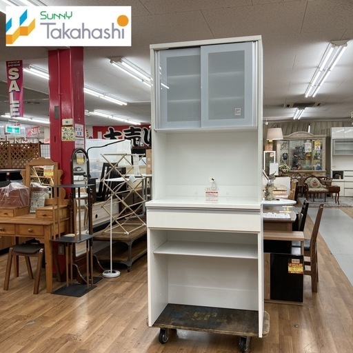 ジモティー限定価格！S143 ⭐ 高橋木工 キッチンボード 食器棚 スリムタイプ 幅80cm USED 綺麗