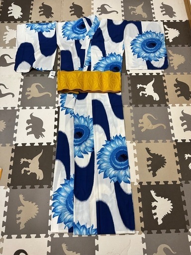 【新品•未使用】撫松庵　青いひまわり柄 浴衣・帯セット(横浜SOGO購入)