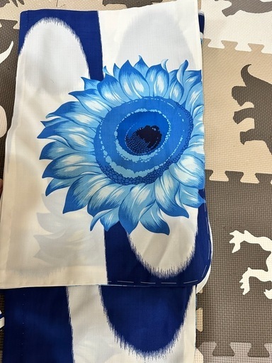 【新品•未使用】撫松庵　青いひまわり柄 浴衣・帯セット(横浜SOGO購入)