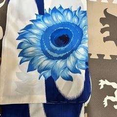 【新品•未使用】撫松庵　青いひまわり柄 浴衣・帯セット(横浜SOGO購入)の画像