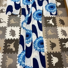 【新品•未使用】撫松庵　青いひまわり柄 浴衣・帯セット(横浜SOGO購入)の画像