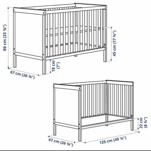 IKEA イケア 　SUNDVIK ベビーベッド ホワイト 60×120cm