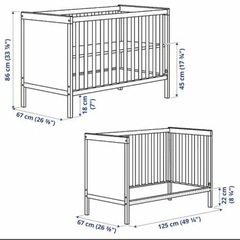 IKEA イケア 　SUNDVIK ベビーベッド ホワイト 60×120cmの画像