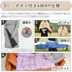 ライシン ブランケット ミニ 膝掛け リバーシブル ポンチョ アウトドア キャンプ ダウン シルク の画像