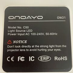 【ONOAYO】 ONO1 ビデオプロジェクター プロジェクター 家庭用 映像機器 ホワイト A0172の画像