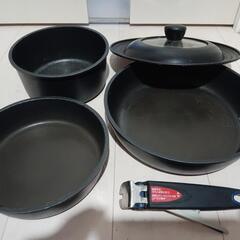 無料！鍋3点、鍋蓋１点、取っ手１点のセット