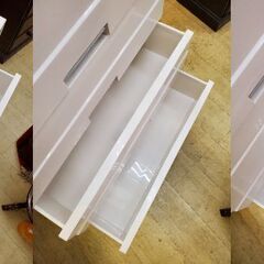 Fits フィッツプラス イージーモノ FE7505 白 ワイド ウッドトップ 5段 プラチェスト 木製天板 引出しロック付き■横幅75cm×奥行41cm×高さ100cm■近隣配送無料 買取帝国 朝霞店の画像
