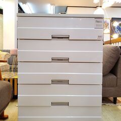 Fits フィッツプラス イージーモノ FE7505 白 ワイド ウッドトップ 5段 プラチェスト 木製天板 引出しロック付き■横幅75cm×奥行41cm×高さ100cm■近隣配送無料 買取帝国 朝霞店の画像