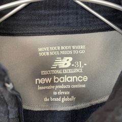 New Balance チェック柄フルジップフリースジャケット 3Lサイズ 紺の画像