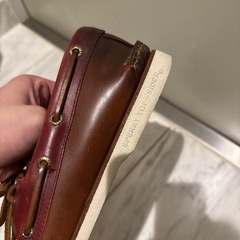 【美品】Sperry本革ツートンカラー デッキシューズ（赤×ブラウン）の画像