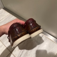 【美品】Sperry本革ツートンカラー デッキシューズ（赤×ブラウン）の画像