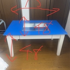 ガラステーブル　青　ブルーの画像