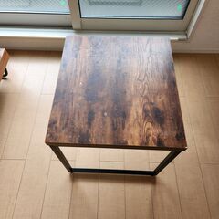 【けさまつ様専用／引取限定／名古屋市熱田区】ローテーブル 木目調 × スチール脚 / Low Table Wood Grain × Steel Frameの画像
