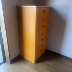 レトロ チェスト タンス 引出し収納　7段 オレンジの画像