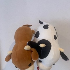 ホルスタインとジャージー牛のぬいぐるみの画像
