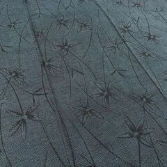 未使用 紬 正絹 草花文  紺　青の画像