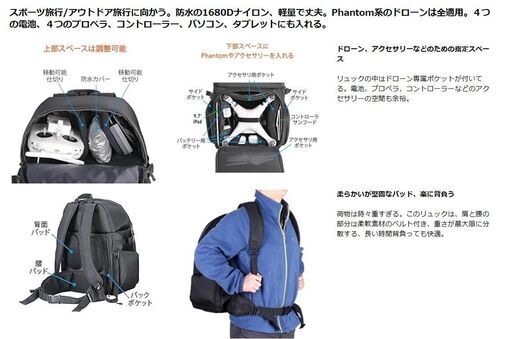 DJI Phantom3 STANDARD　ドローン ジャンク品　リュック付き DJI Phantom 3 - Hardshell Backpack - AEROMOTUS