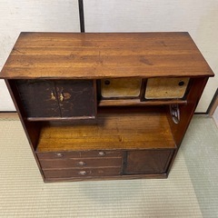 アンティーク　茶箪笥　飾り棚　ビンテージ家具　アンティーク昭和レトロ棚の画像