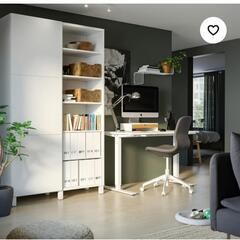 IKEA 昇降式 デスク ホワイトの画像