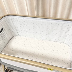 【美品・付属品完備】HZDMJベビーベッド グレー 折りたたみベビーベッドの画像