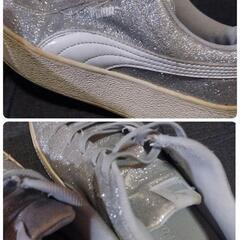 PUMA シルバーラメ入りスニーカー グリッター スニーカー21センチの画像