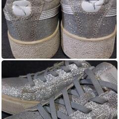 PUMA シルバーラメ入りスニーカー グリッター スニーカー21センチの画像