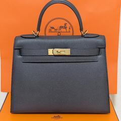 在庫！新品エルメス ケリー28外縫い☆黒☆付属品あり！レシート。本物のエプソン素材 バッグの画像