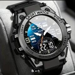デジ/アナ スポーツウォッチ シンプルブラック GShock風パイロットウォッチの画像
