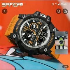 オレンジ/ブラック デジアナ スポーツウォッチ G-Shock風 デカフェイスの画像