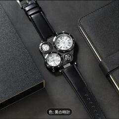 多機能黒アナログ時計 コンパス付きスチームパンク デカフェイスの画像