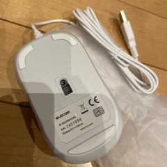 エレコム　ELECOM パソコン　周辺機器　USB  光学式　コード式　マウス　白　新品　未使用　Mサイズの画像