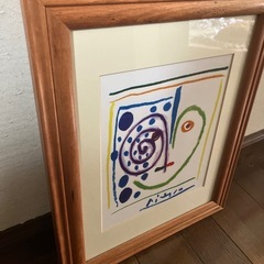 ピカソ　マット付き額絵ceci est mon coeur 額装品　ピカソ美術館の画像