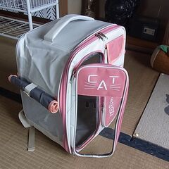ねこ用キャリーバッグ ピンク 【新品同様】 我が家の取締役（５歳♀）がお気に召さなかったので未使用の画像