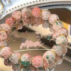 【新品★送料無料】花柄ビーズブレスレット 18cmの画像