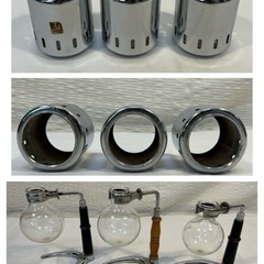 ガスコンロ 山岡金属工業 サイフォンガステーブル S-503SD 3連式 都市ガス用 木製衝立 コーヒー用品 店舗用品 カフェ 珈琲 喫茶店の画像