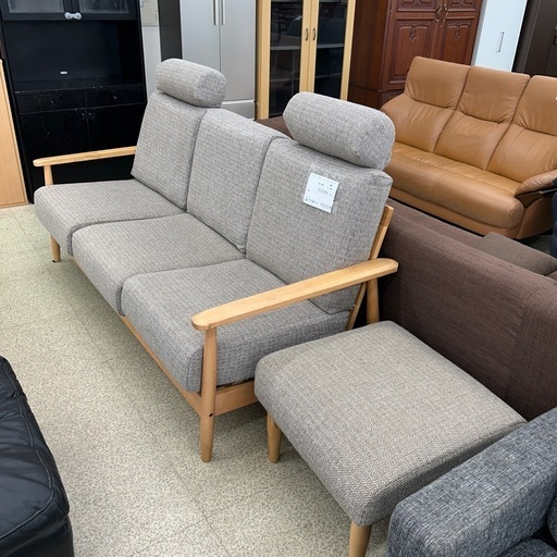リユースのサカイ東金店 NITORI ３人掛けソファー オットマン付き TJ13837