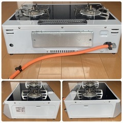【取引中】リンナイ　グリル付二口ガステーブルコンロ　ガラストップ　LPガス用の画像
