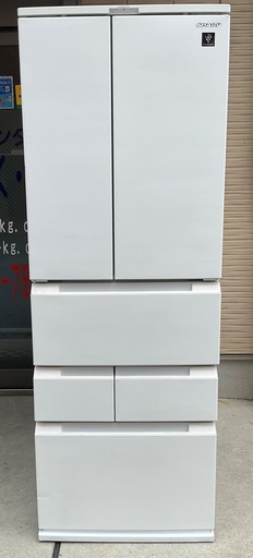 【RKGRE-552】特価！SHARP/457L/フレンチドア冷凍冷蔵庫/SJ-FA46H-W/無線LAN内蔵/中古品/2021年製/当社より近隣無料配達！