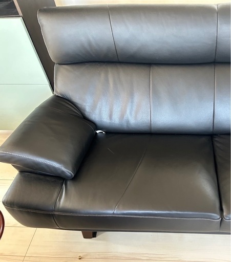 村内家具 ハイバック レザーソファ 本革 ブラック 2人がけソファ