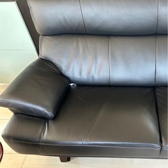 村内家具　ハイバック　レザーソファ　本革　ブラック　2人がけソファの画像