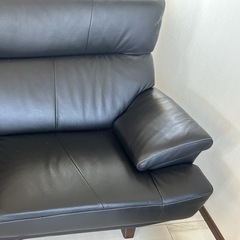 村内家具　ハイバック　レザーソファ　本革　ブラック　2人がけソファの画像
