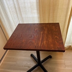  【用賀引取】カフェ風 木製天板×ブラック脚 ダイニングテーブル 2人掛けの画像